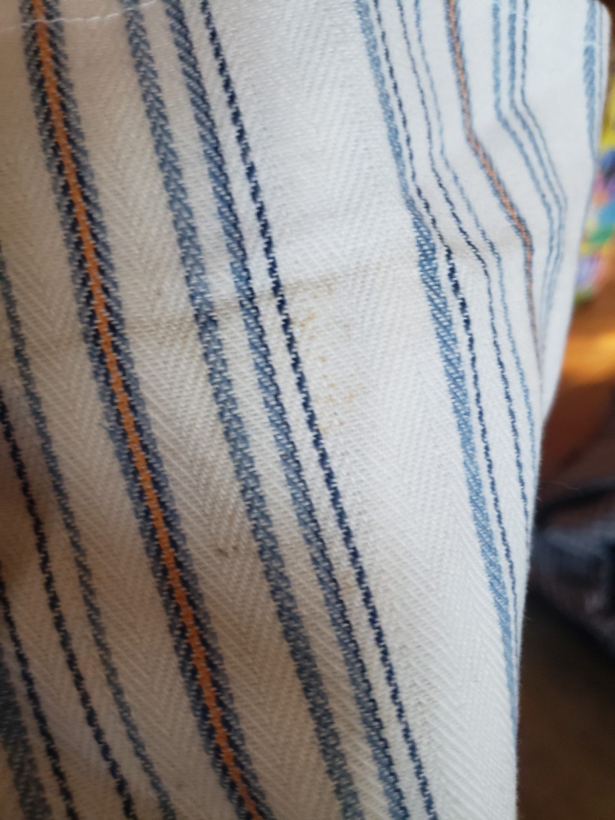 70s Wrangler White, Blue, and Orange Striped Pants