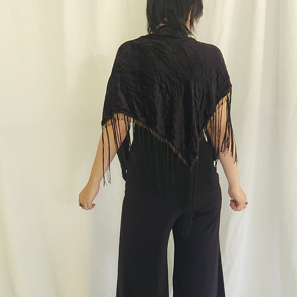 Vintage Black Velvet Shawl
