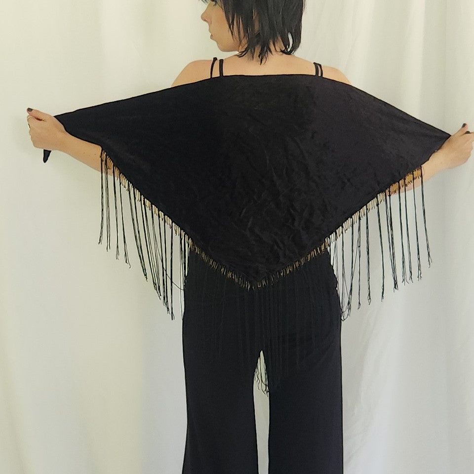 Vintage Black Velvet Shawl