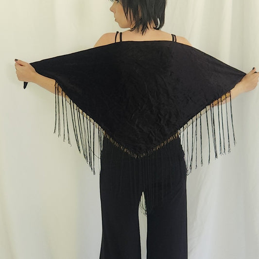 Vintage Black Velvet Shawl