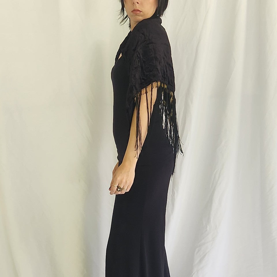 Vintage Black Velvet Shawl