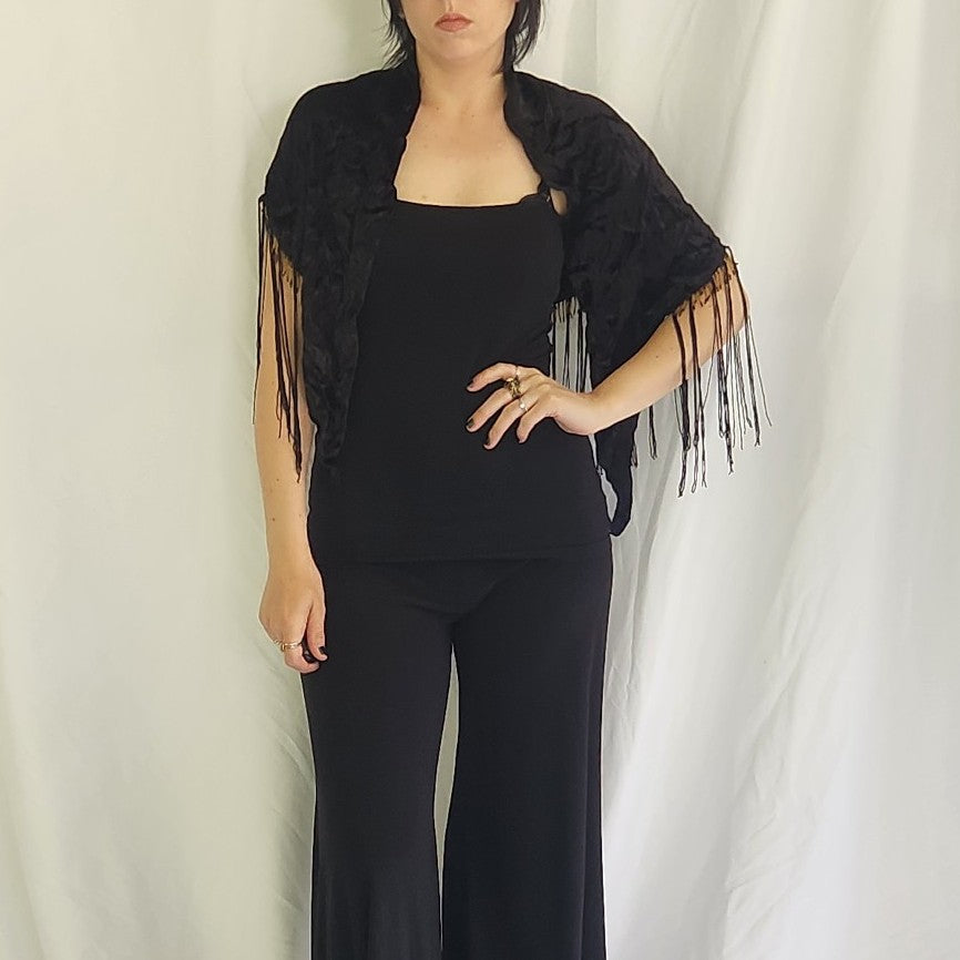 Vintage Black Velvet Shawl