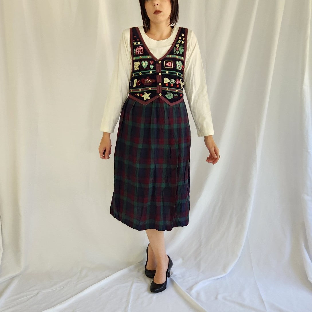 90s Deadstock Plaid Teacher Dress
