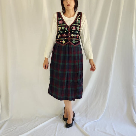90s Deadstock Plaid Teacher Dress