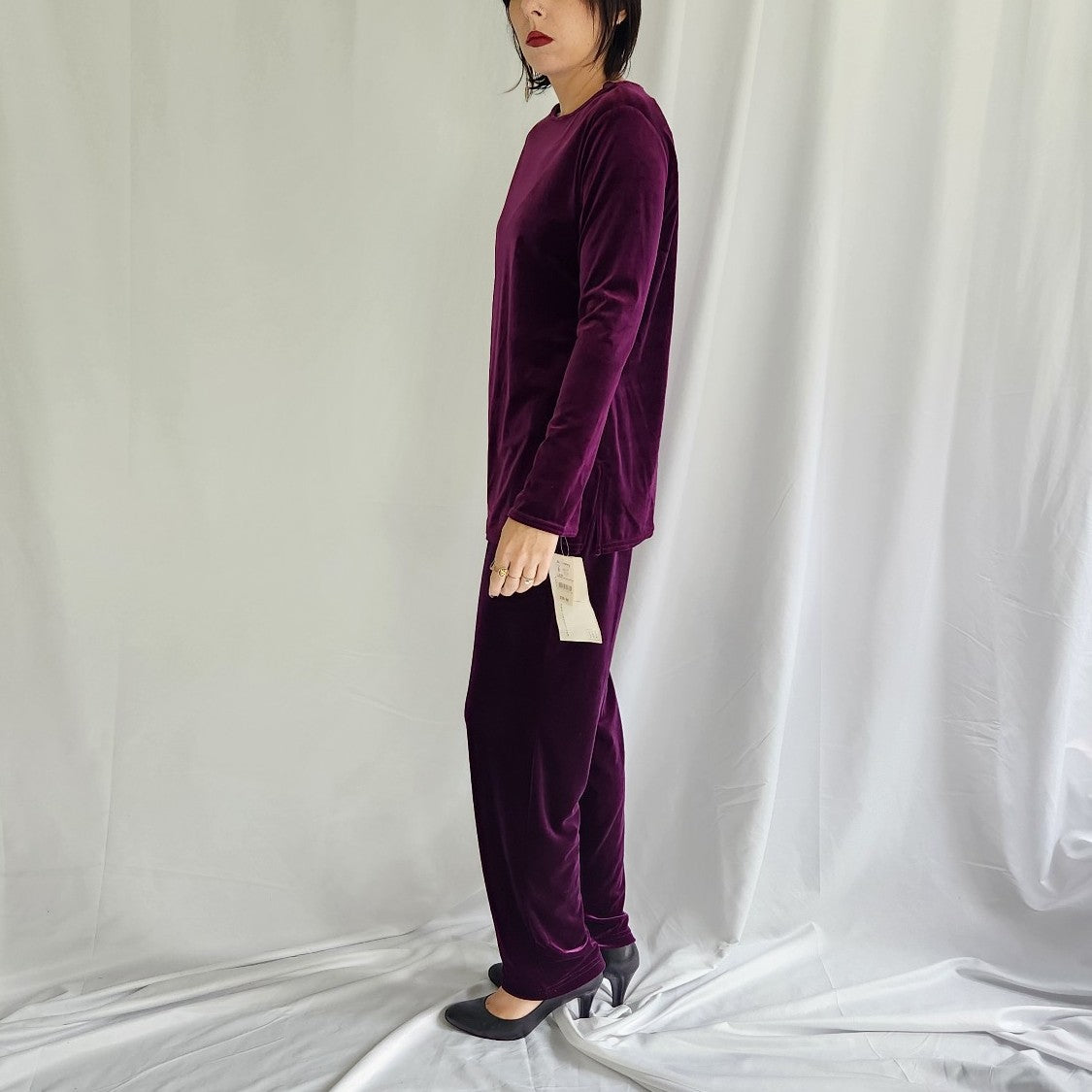 Y2K Deadstock Purple Velvet Top and Pants Set