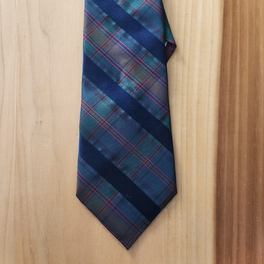 Vintage Green and Blue Plaid Tie
