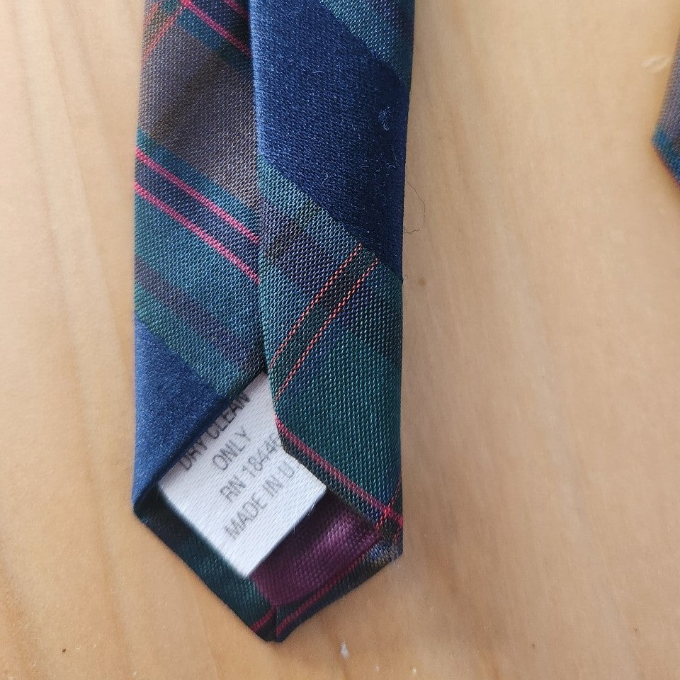 Vintage Green and Blue Plaid Tie