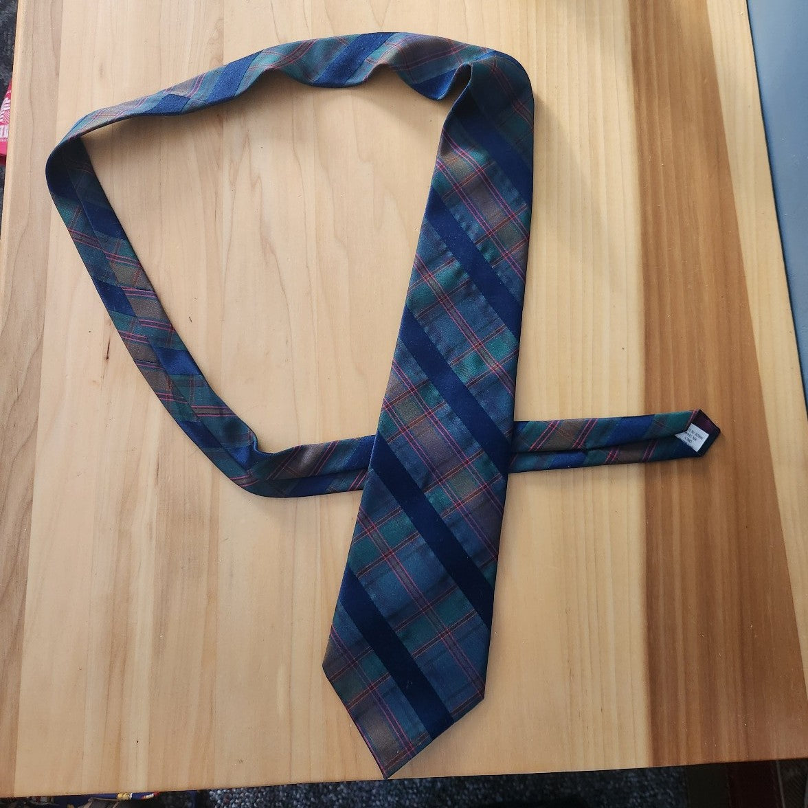Vintage Green and Blue Plaid Tie