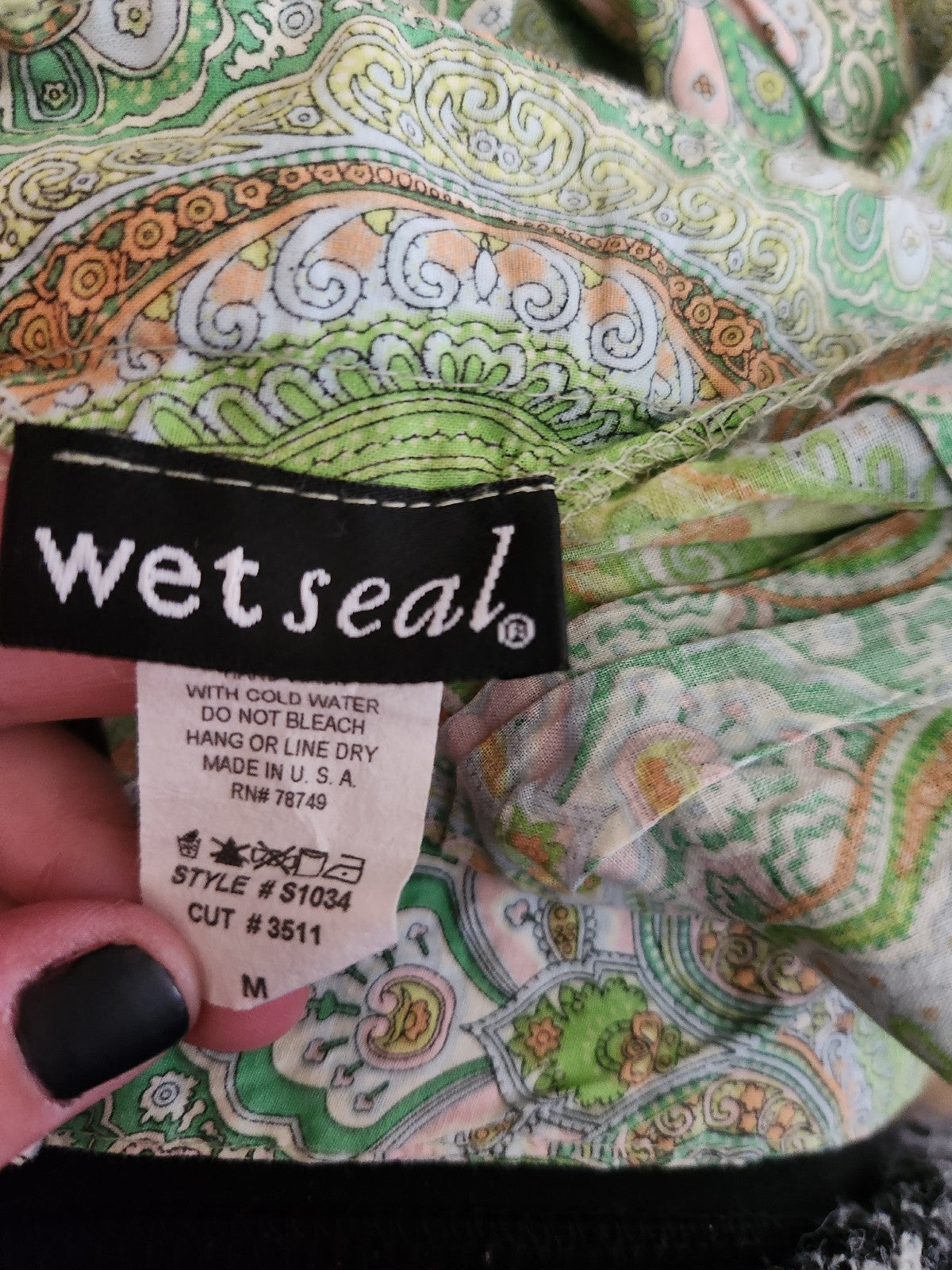Y2K Wet Seal Green and Blue Paisley Skirt