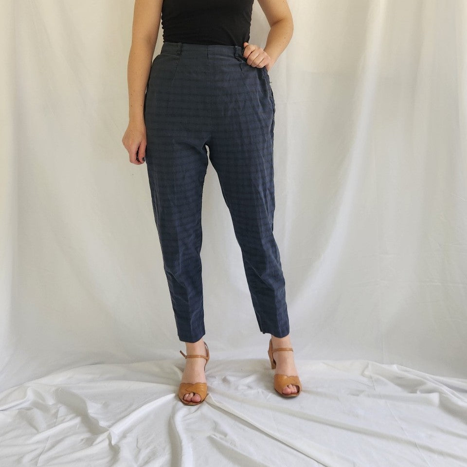 60s Blue and Green Plaid Pants