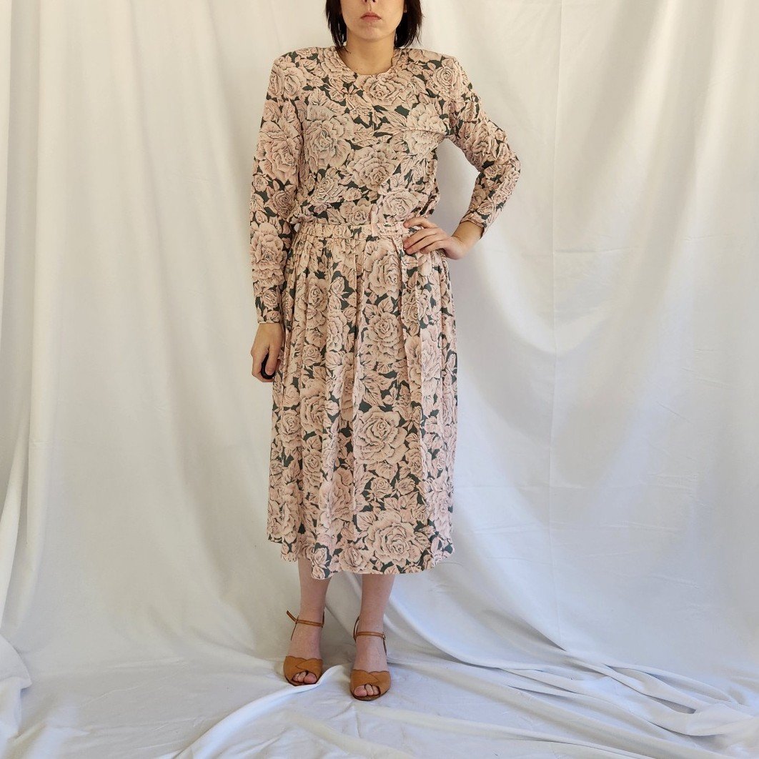 80s/90s Rose Print Skirt Set