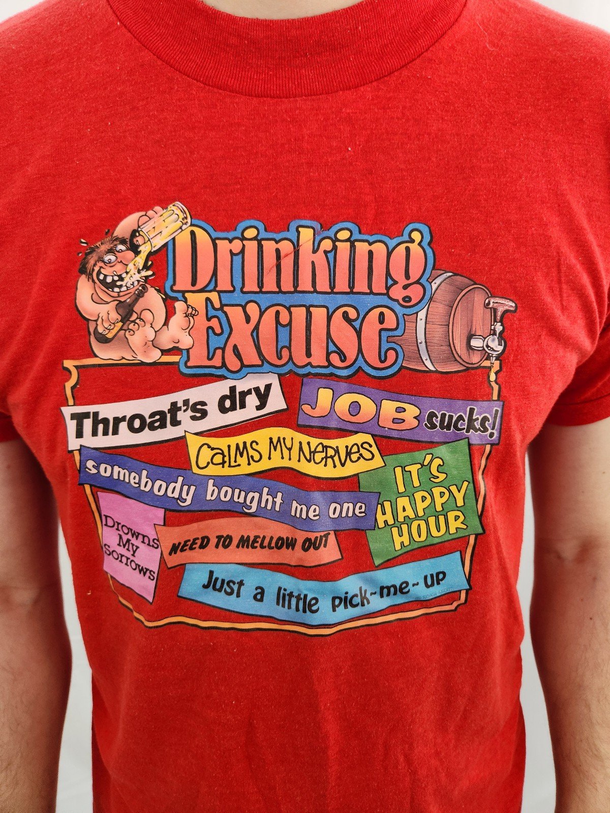 80s Red Screen Printed Drinking Tee