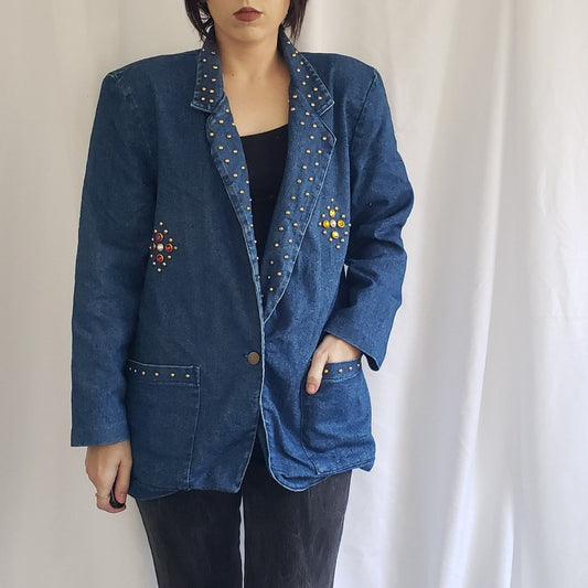 90s Bedazzled Denim Blazer