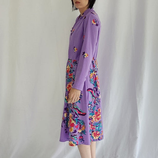 70s Purple Floral Dress