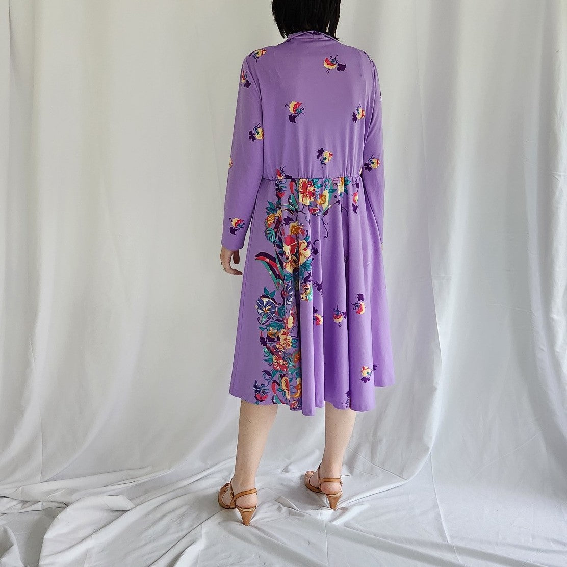 70s Purple Floral Dress