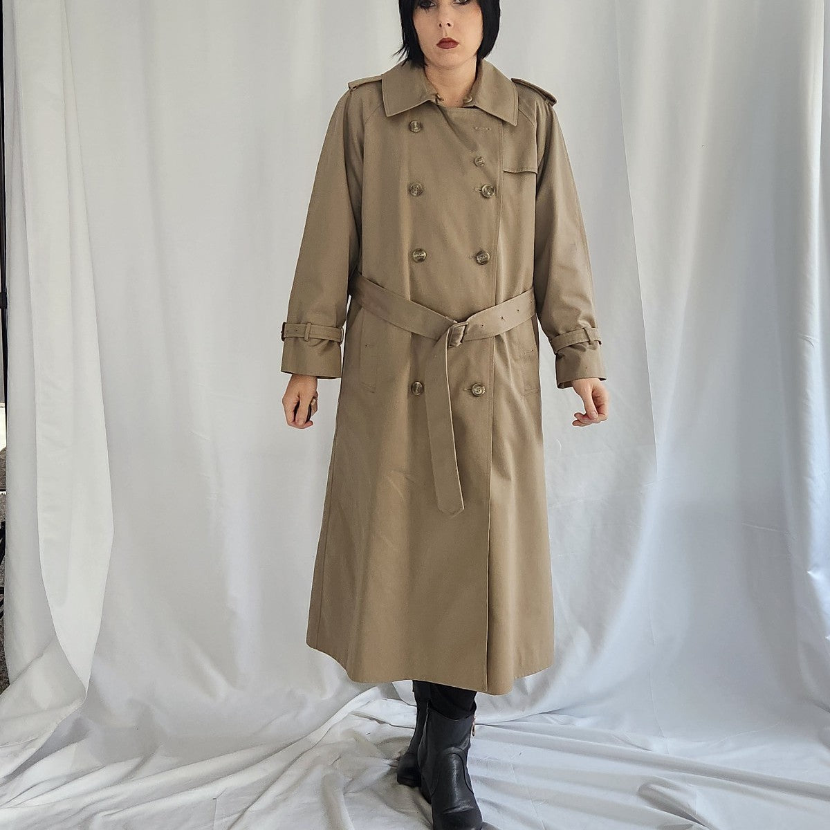 90s Classic Trench Coat with Wool Liner