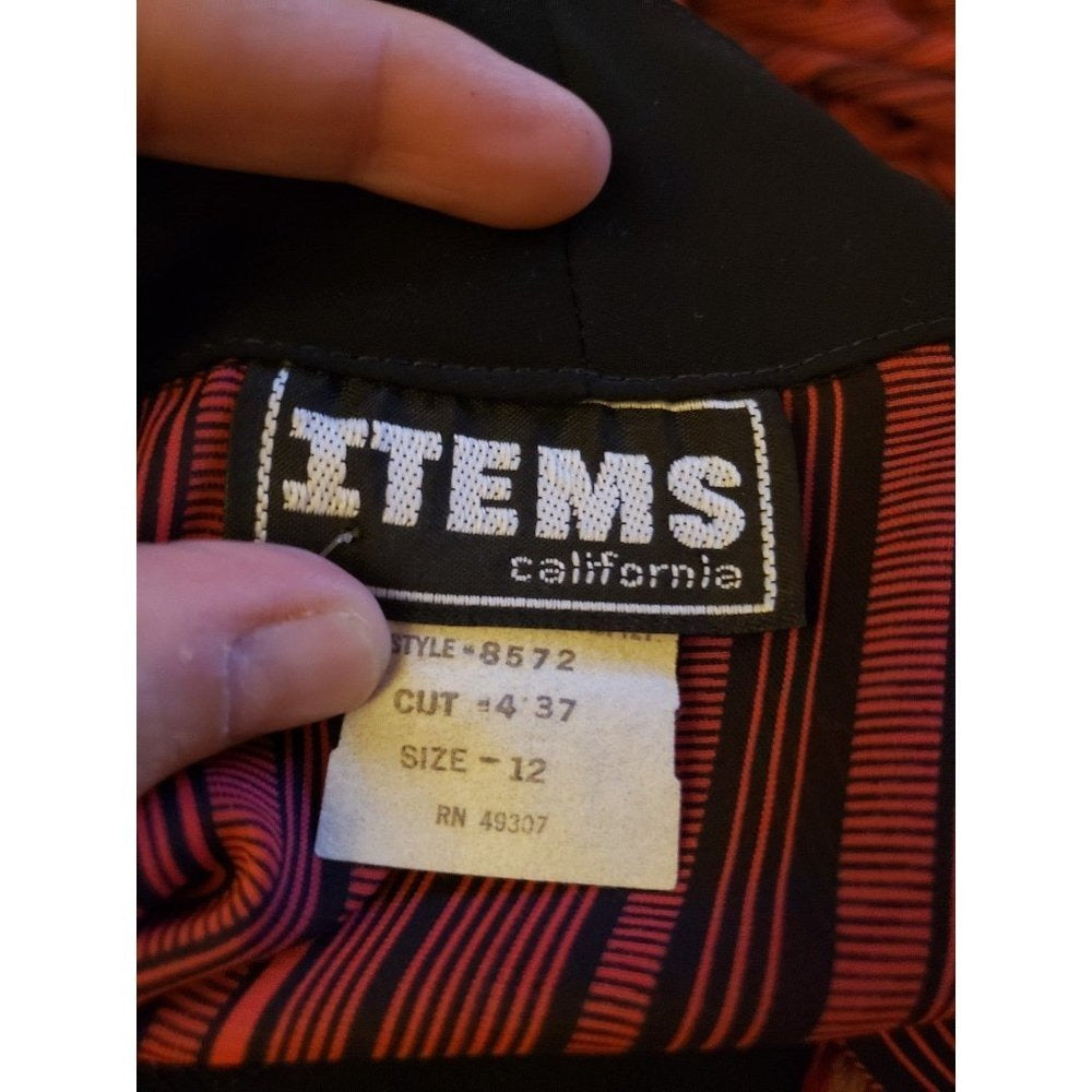 70s Red and Black Striped Day Dress