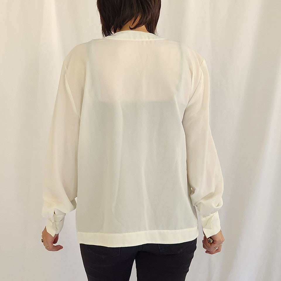 90s White Button Down Blouse