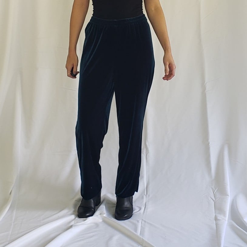 90s Sparkly Velvet Teal Pants and Top Set