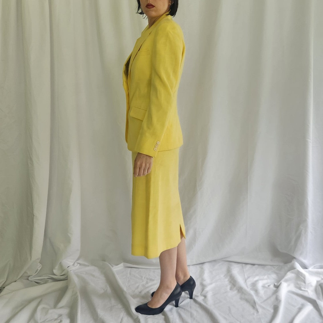 90s Yellow Skirt Suit