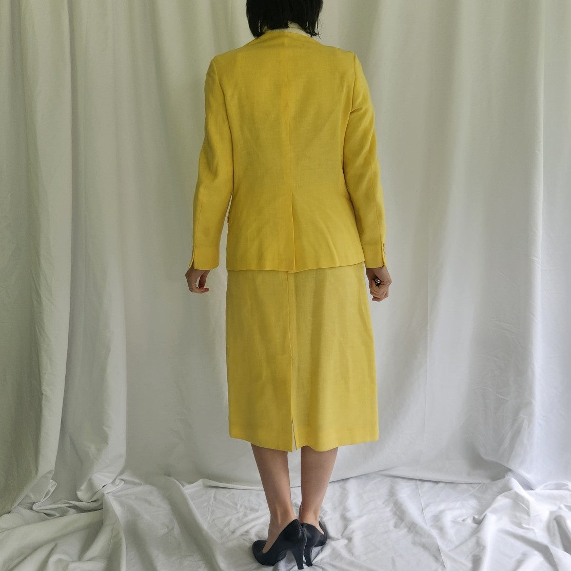 90s Yellow Skirt Suit