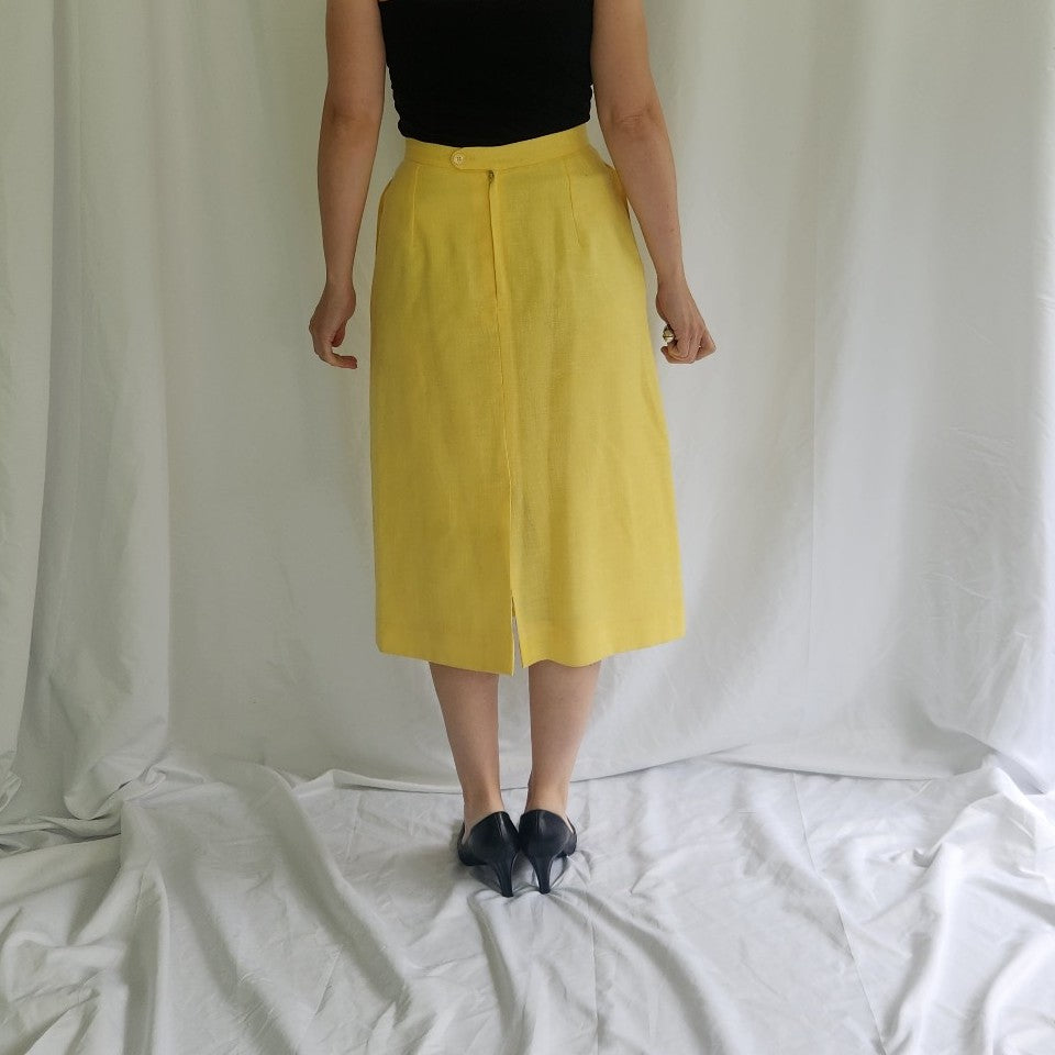 90s Yellow Skirt Suit
