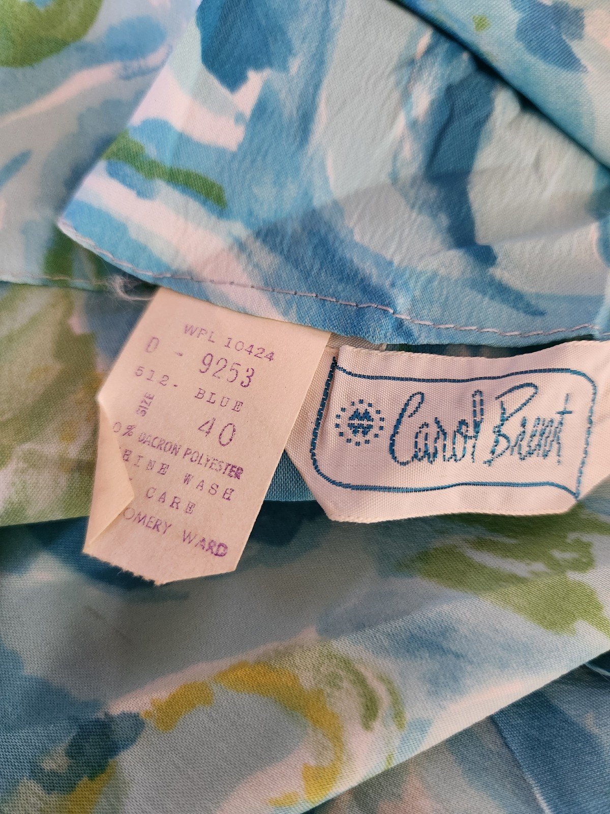 70s Deadstock Carol Brent Blue, Green, and Yellow Day Dress