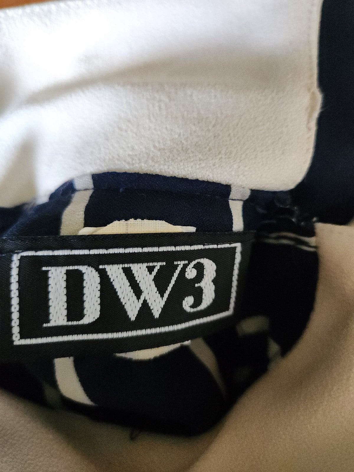 80s Blue and Cream Long Sleeve Dress