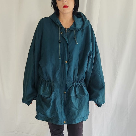 90s Teal Silk Oversize Jacket