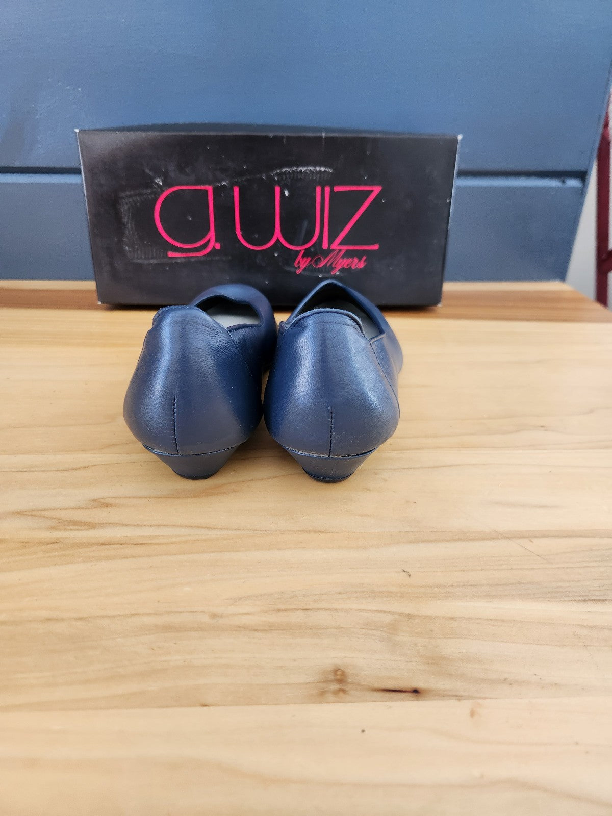 80s Navy Blue Leather Flats in Original Box
