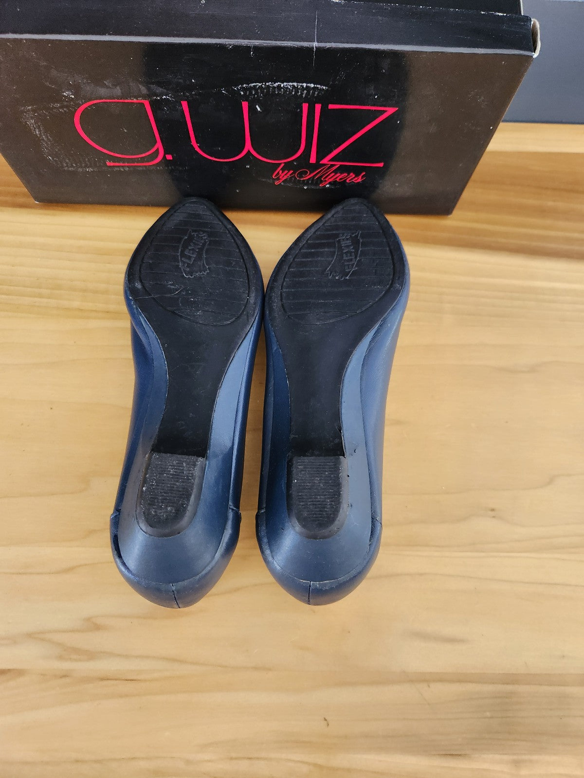80s Navy Blue Leather Flats in Original Box