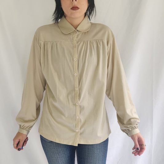 70s/80s Beige Button Down Shirt