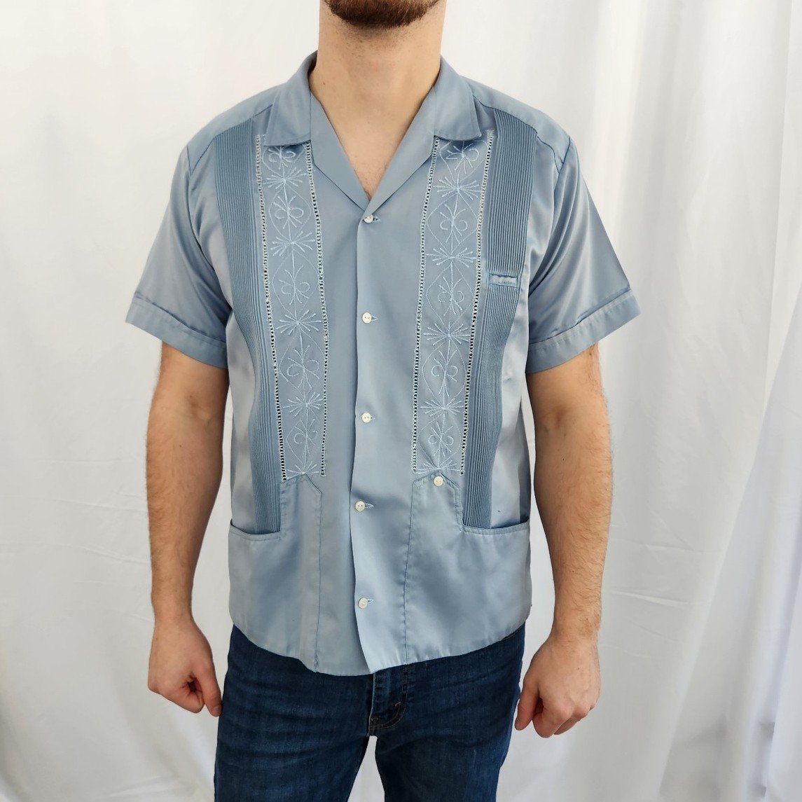 Vintage Mexican Blue Satin Shirt