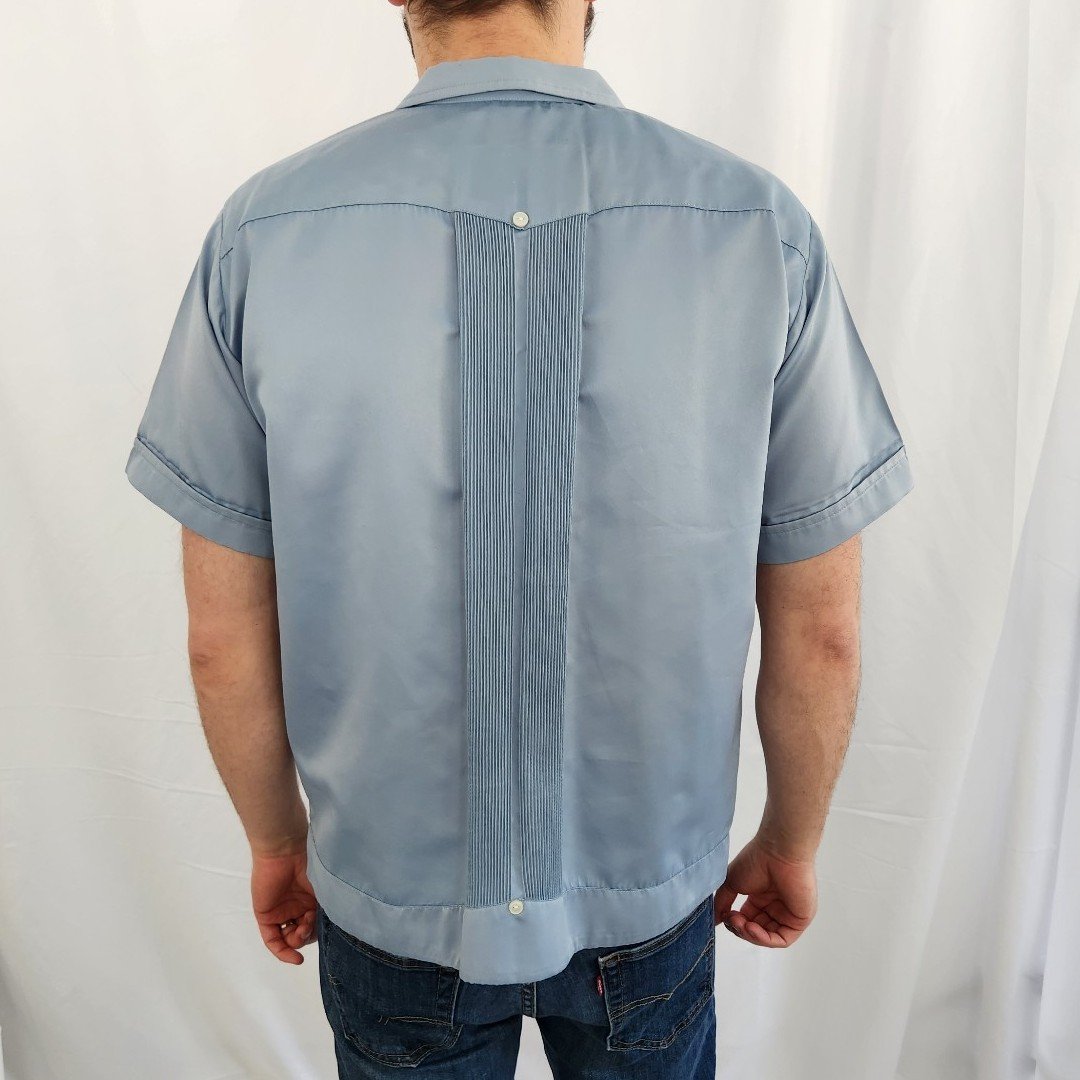 Vintage Mexican Blue Satin Shirt