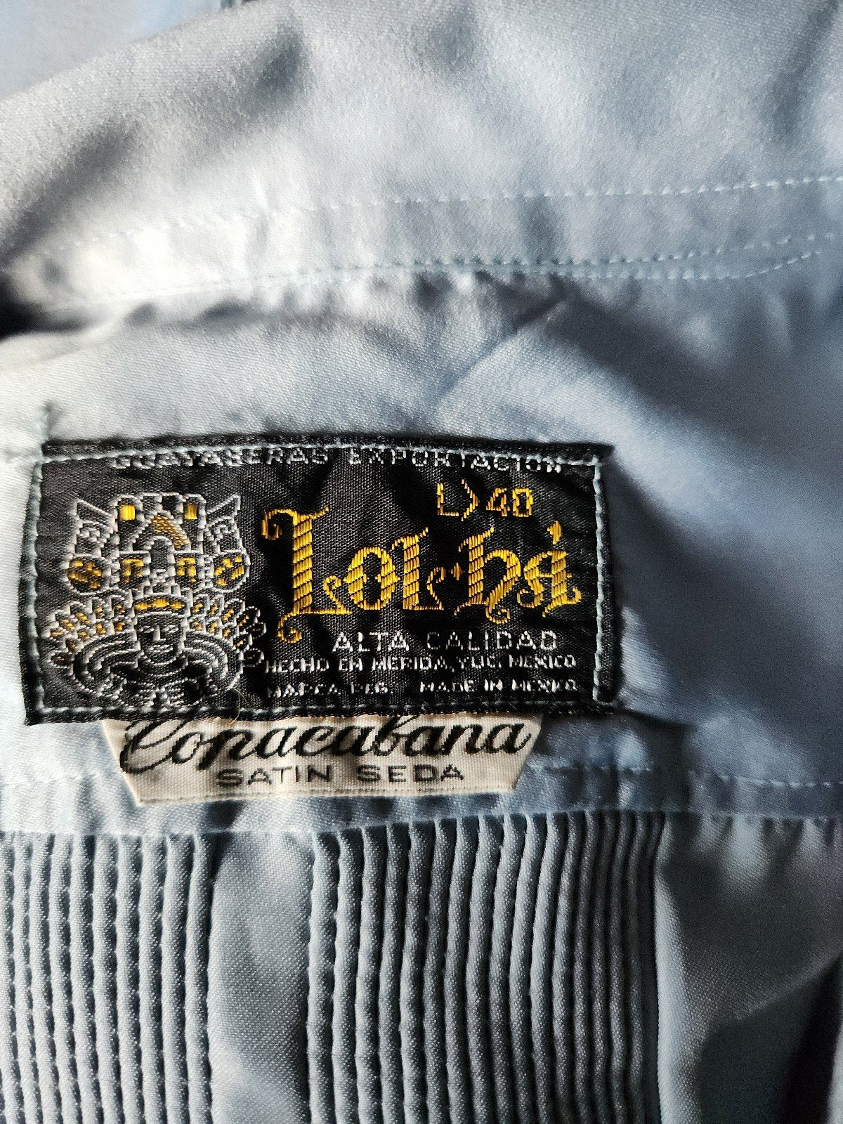 Vintage Mexican Blue Satin Shirt