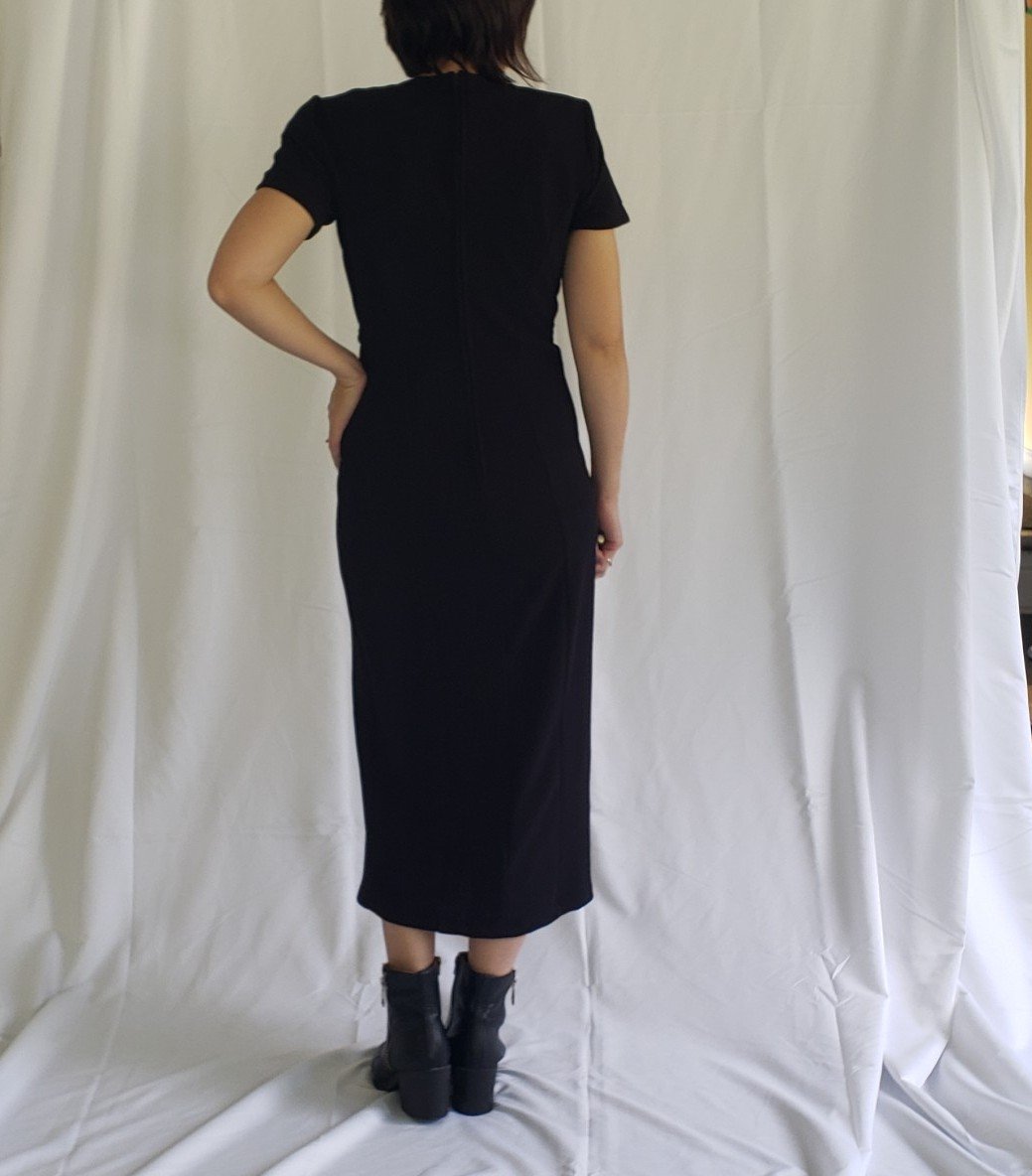 90s Black Whimsigoth Midi Dress