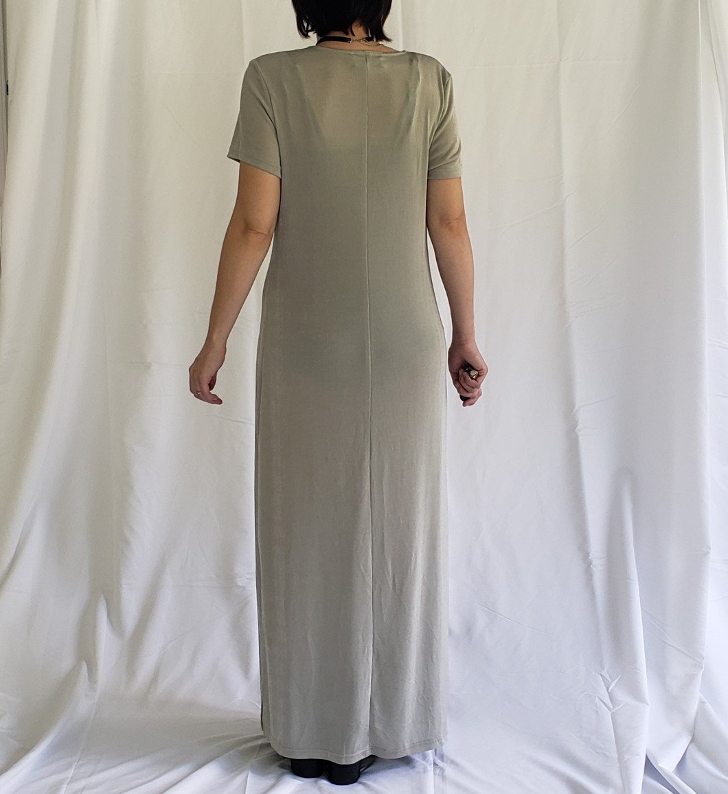 90s Sage Green Stretchy Maxi Dress