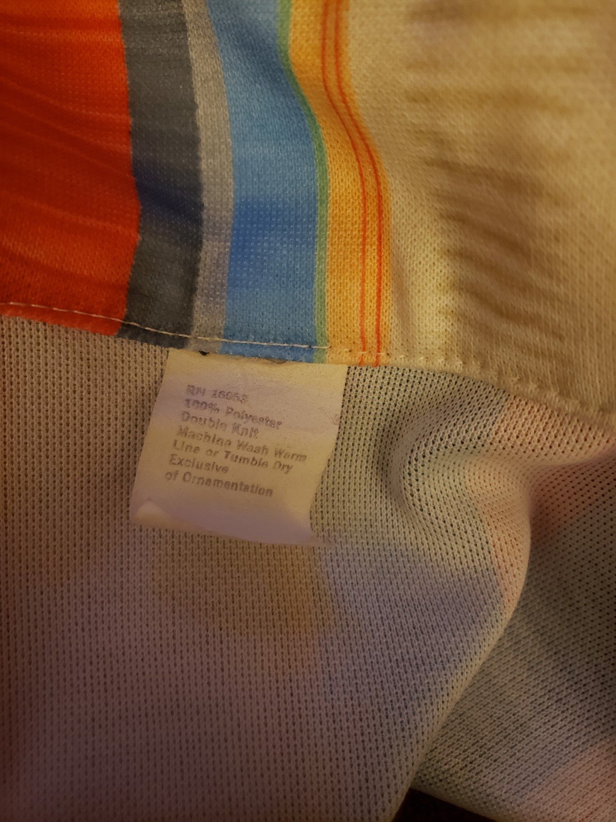 70s Coral and Blue Striped Dagger Collar Button Down