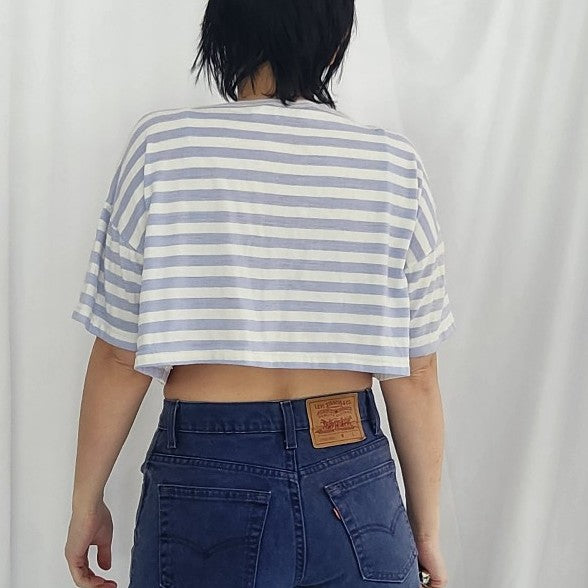 80s Purple and White Cropped Tee