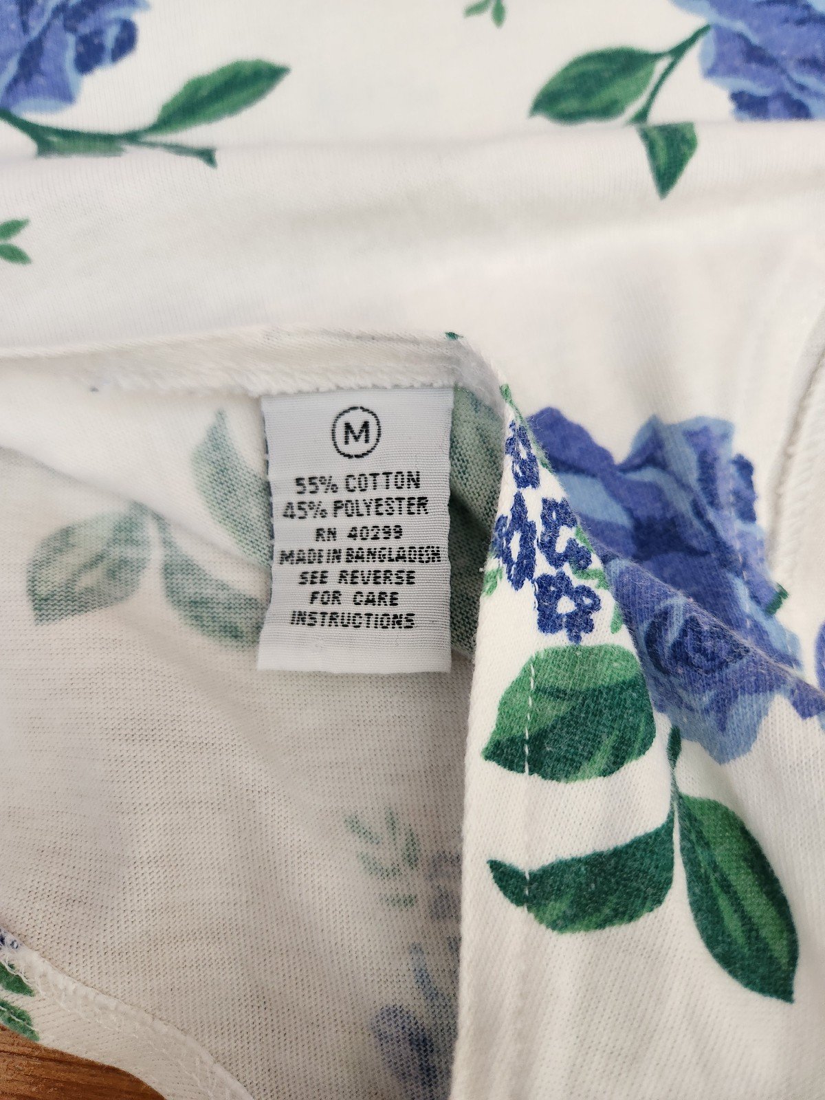 90s White and Blue Rose Print Sundress
