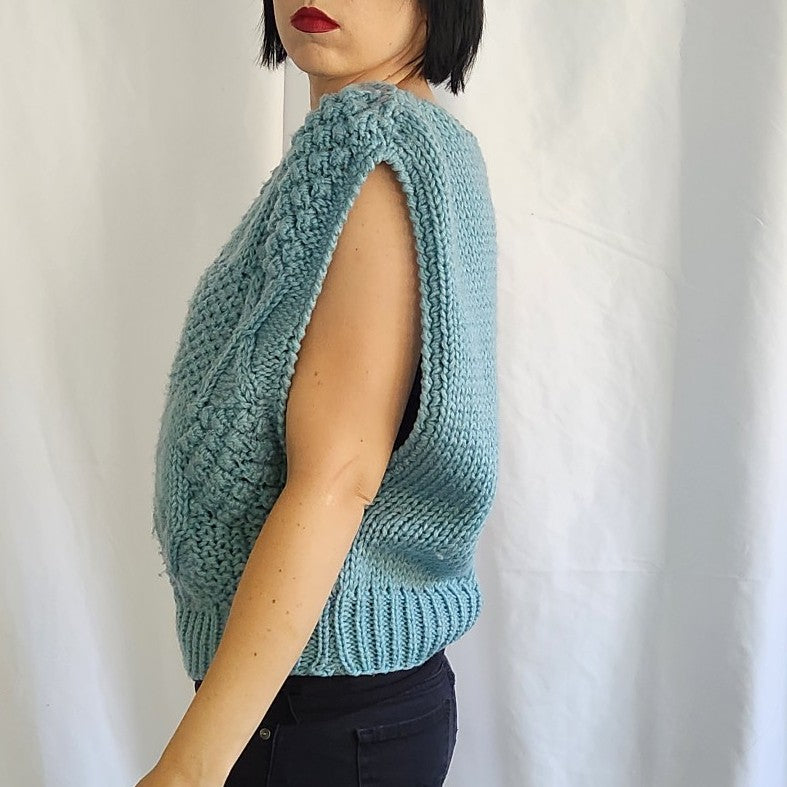80s Blue Sleeveless Sweater