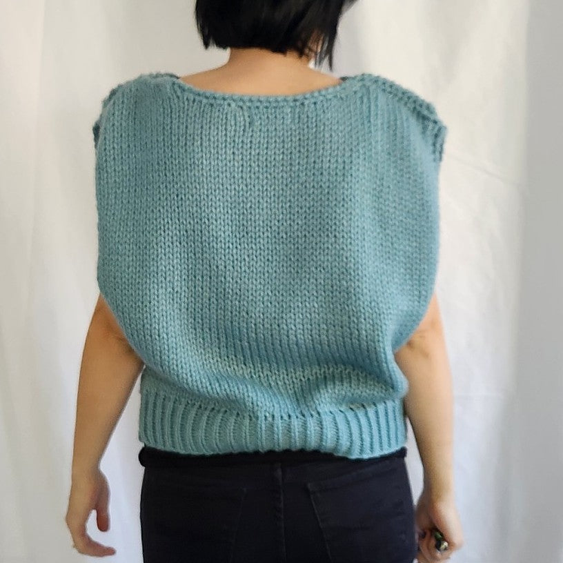 80s Blue Sleeveless Sweater