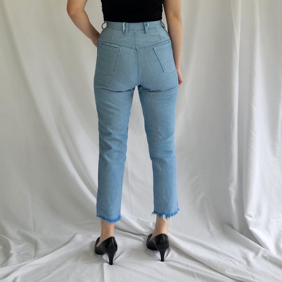 80s High Rise Cropped Blue Jeans