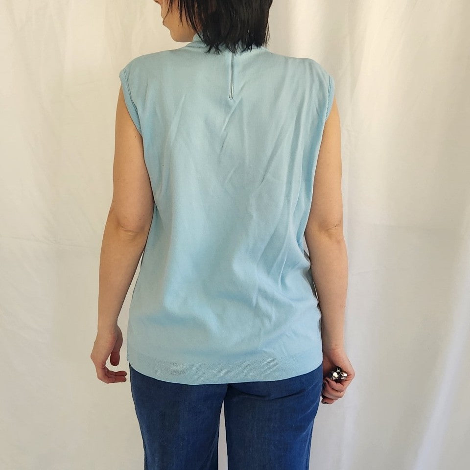 70s Blue Nylon Sleeveless Top