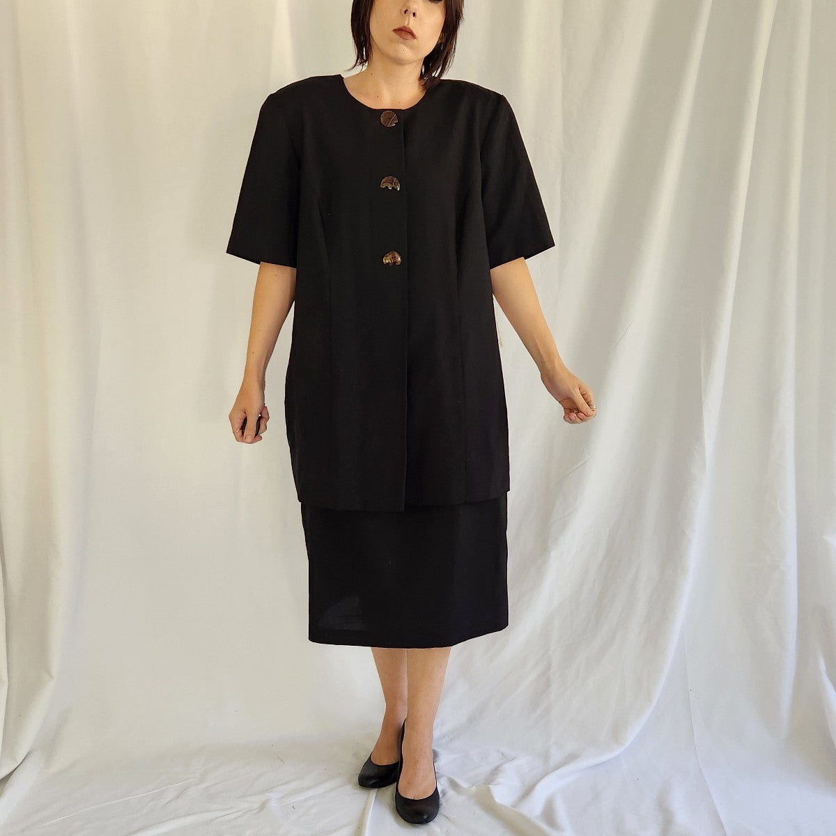 90s Deadstock Black Midi Dress