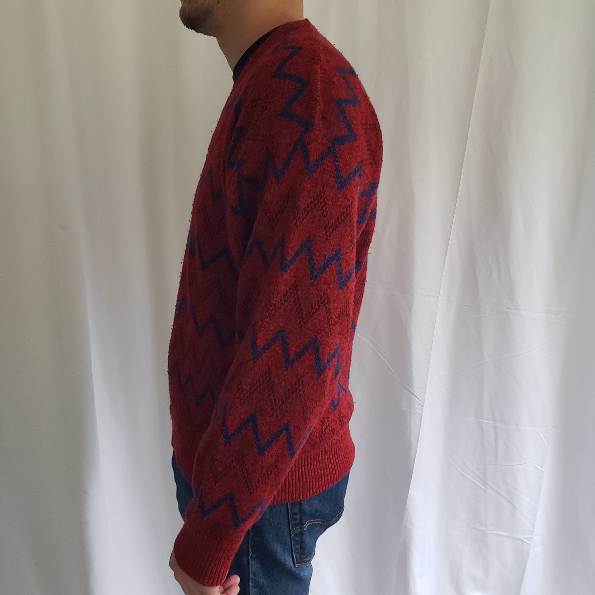 90s Red and Blue Chevron Jantzen Sweater