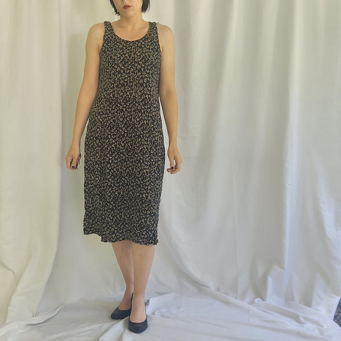 90s/00s Blue and Yellow Floral Dress and Top Set