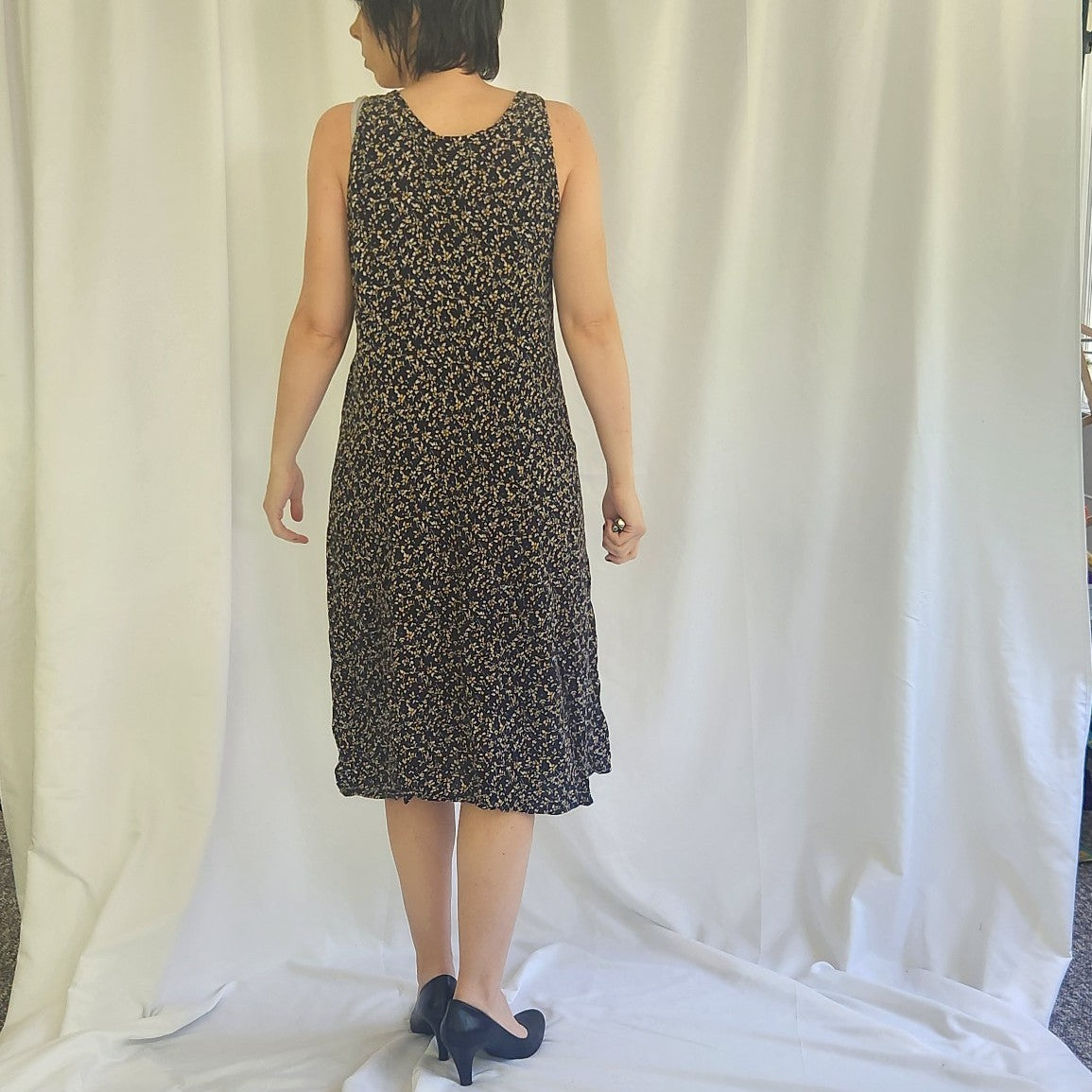 90s/00s Blue and Yellow Floral Dress and Top Set