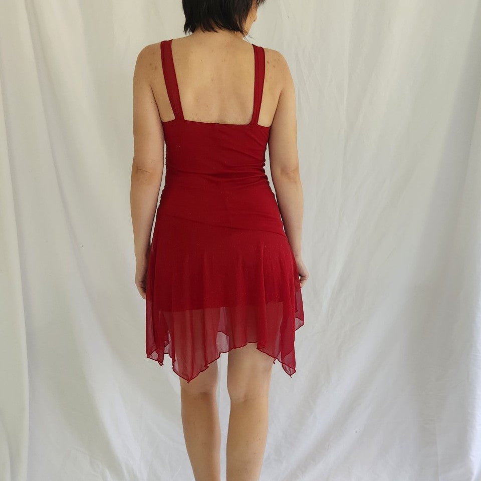 00s Red Sparkly Dress