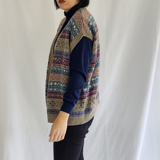 90s Gray, Blue, and Purple Wool Blend Sweater Vest